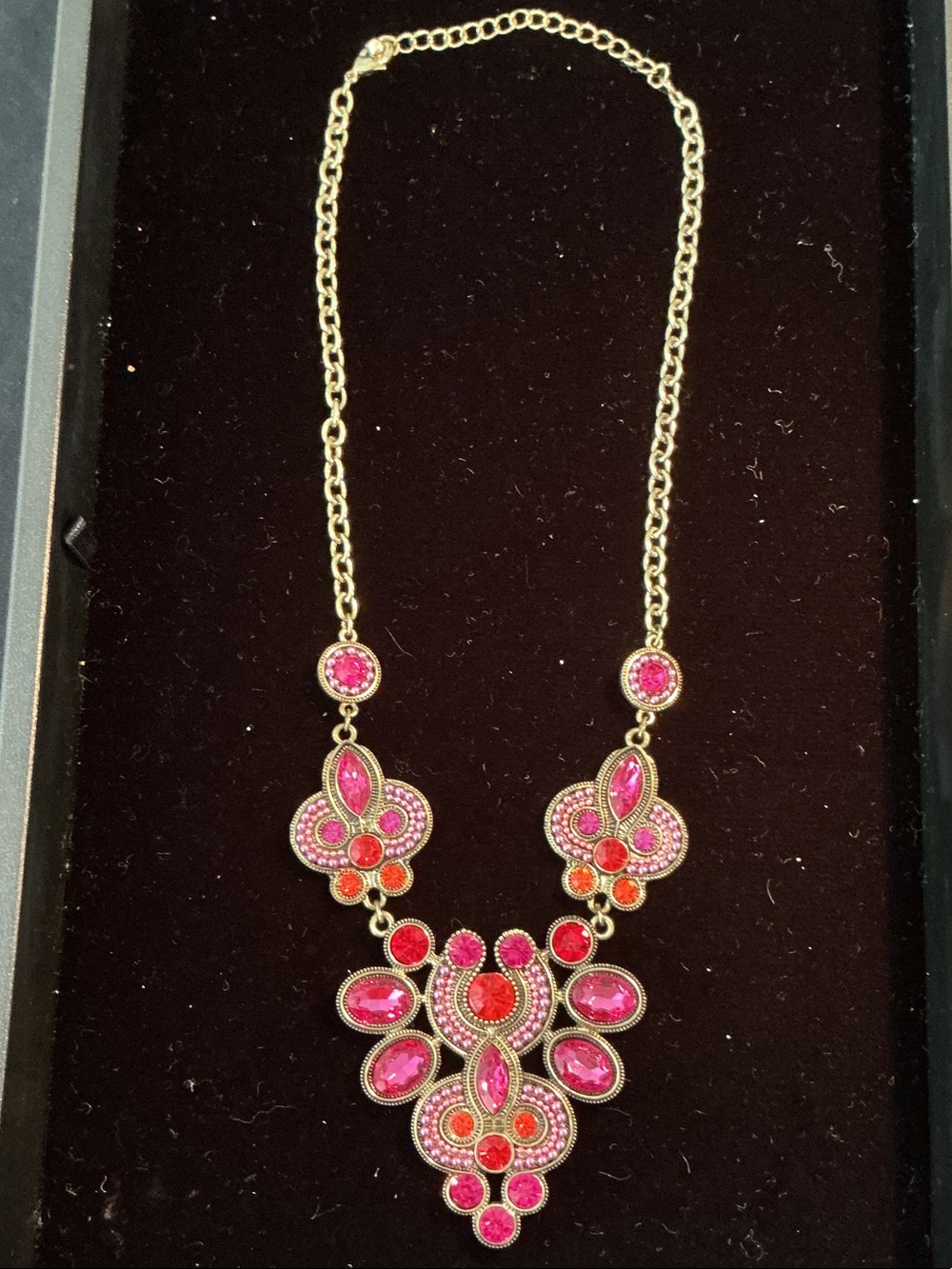 Park Lane - Gold-Tone Pink Statement Necklace
